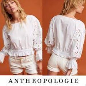 Anthropologie Maeve White Eyelet Shirt